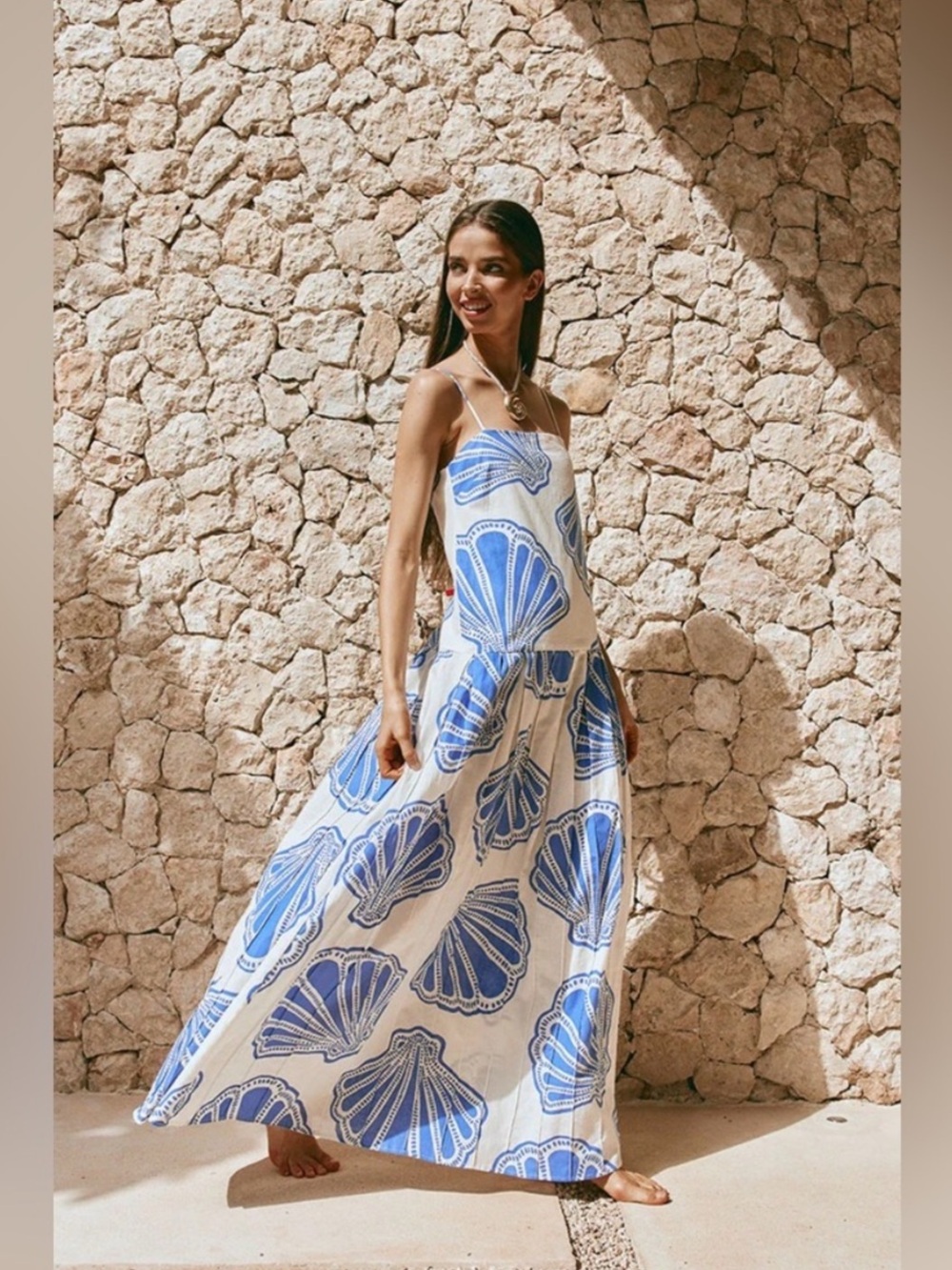 Blue Shell-Print Maxi Dress - Picture 2 of 6